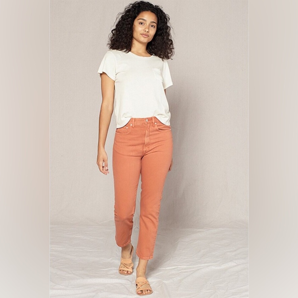 Outerknown Dune High Rise Slim Fit Jeans in Red Rock Size 27